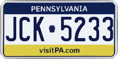 PA license plate JCK5233