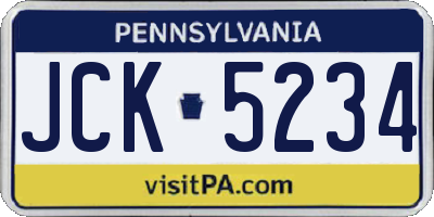 PA license plate JCK5234