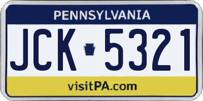 PA license plate JCK5321