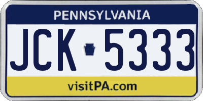 PA license plate JCK5333