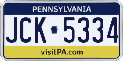 PA license plate JCK5334
