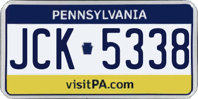 PA license plate JCK5338
