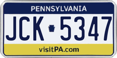PA license plate JCK5347