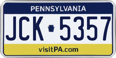 PA license plate JCK5357