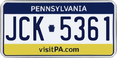 PA license plate JCK5361