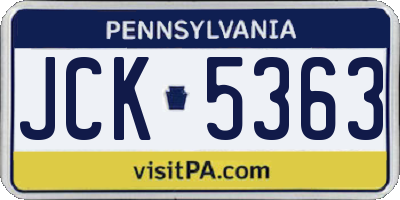 PA license plate JCK5363
