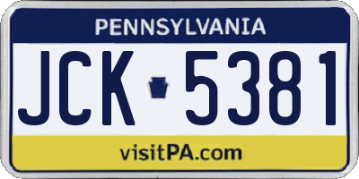 PA license plate JCK5381