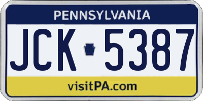 PA license plate JCK5387