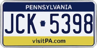 PA license plate JCK5398