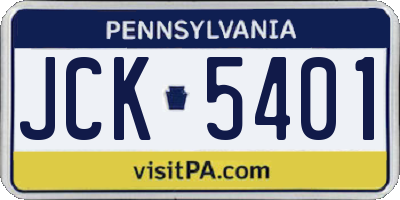 PA license plate JCK5401