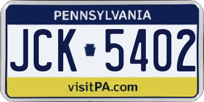 PA license plate JCK5402