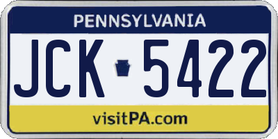 PA license plate JCK5422