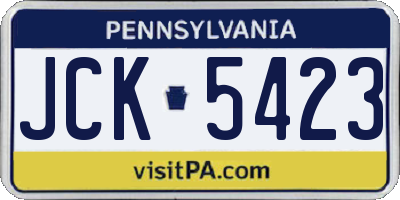 PA license plate JCK5423