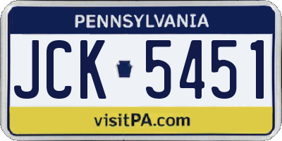 PA license plate JCK5451