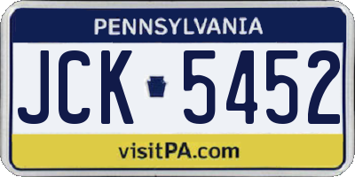 PA license plate JCK5452