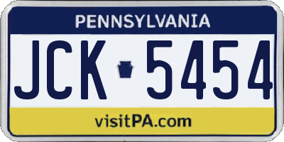PA license plate JCK5454