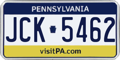 PA license plate JCK5462