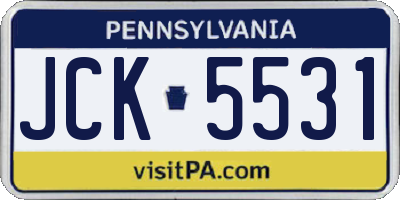 PA license plate JCK5531