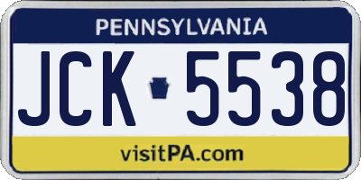 PA license plate JCK5538