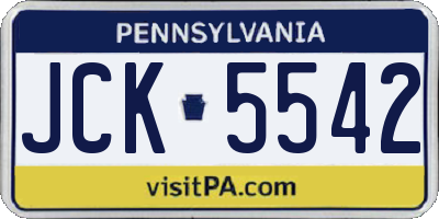 PA license plate JCK5542