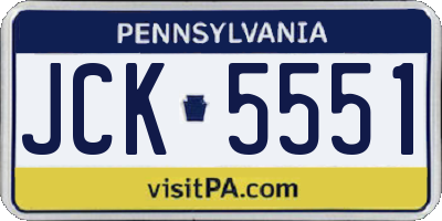 PA license plate JCK5551