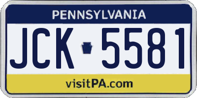 PA license plate JCK5581
