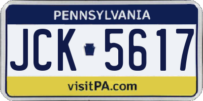 PA license plate JCK5617