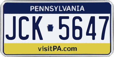 PA license plate JCK5647