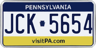 PA license plate JCK5654