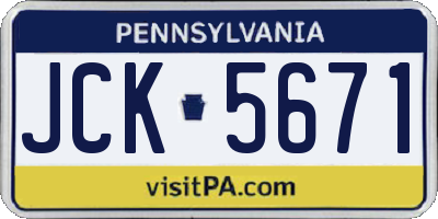 PA license plate JCK5671
