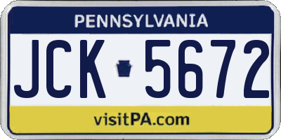 PA license plate JCK5672