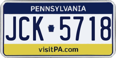 PA license plate JCK5718