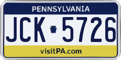 PA license plate JCK5726