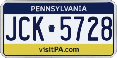 PA license plate JCK5728