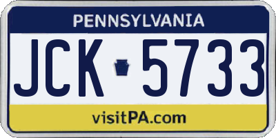 PA license plate JCK5733