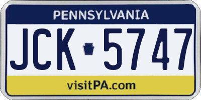 PA license plate JCK5747
