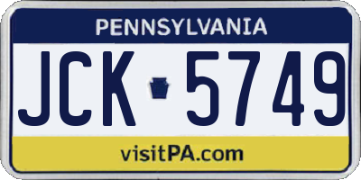 PA license plate JCK5749