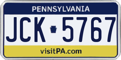 PA license plate JCK5767