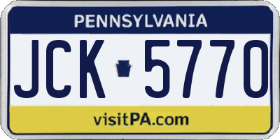 PA license plate JCK5770