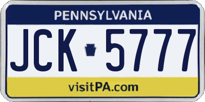 PA license plate JCK5777