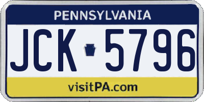PA license plate JCK5796