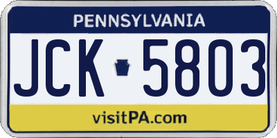 PA license plate JCK5803