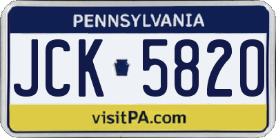 PA license plate JCK5820
