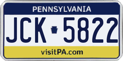 PA license plate JCK5822