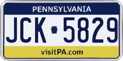 PA license plate JCK5829
