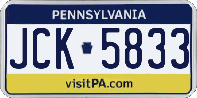 PA license plate JCK5833