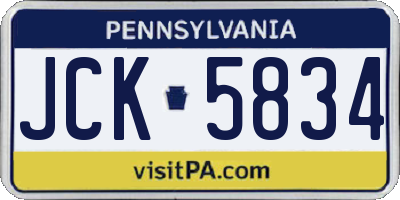 PA license plate JCK5834