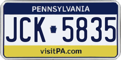 PA license plate JCK5835
