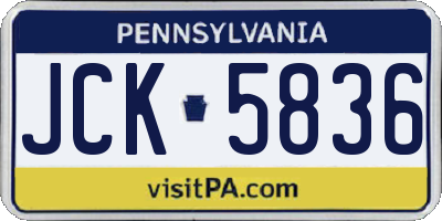PA license plate JCK5836
