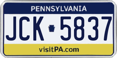 PA license plate JCK5837